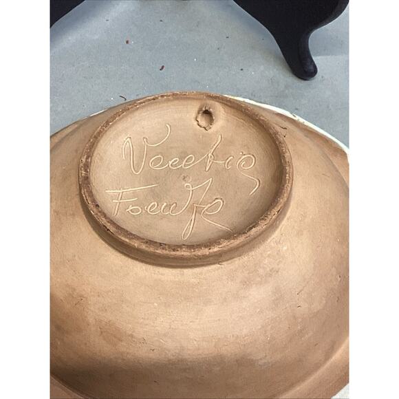 Handmade Green & Yellow Pottery Bowl - 2”Hx7”D - Picture 6 of 8